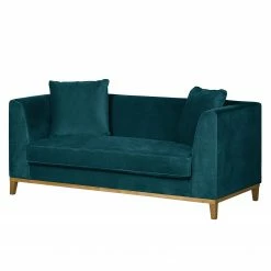 Jack & Alice Sofa Blomma (2-Sitzer) Samt - Petrol - Eiche