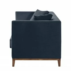 Jack & Alice Sofa Blomma (3-Sitzer) - Webstoff Dunkelblau - Gestell: Nussbaumfarbig -WOHNZIMMERMÖBEL Verkäufe sofa blomma 3 sitzer webstoff dunkelblau gestell nussbaumfarbig 4833088