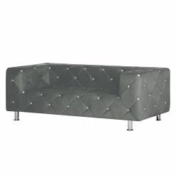 Home Design Sofa Carlotta (2-Sitzer) - Microfaser Stahlgrau
