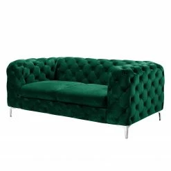 Jack & Alice Sofa Leominster II (2-Sitzer) - Samt Jila: Dunkelgrün