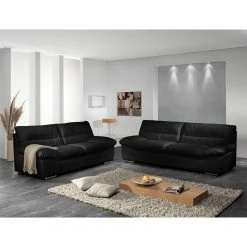 Cotta Sofa Doug (3-Sitzer) - Echtleder Schwarz - Echtleder Ramsa Schwarz -WOHNZIMMERMÖBEL Verkäufe sofa doug 3 sitzer echtleder schwarz 4385668