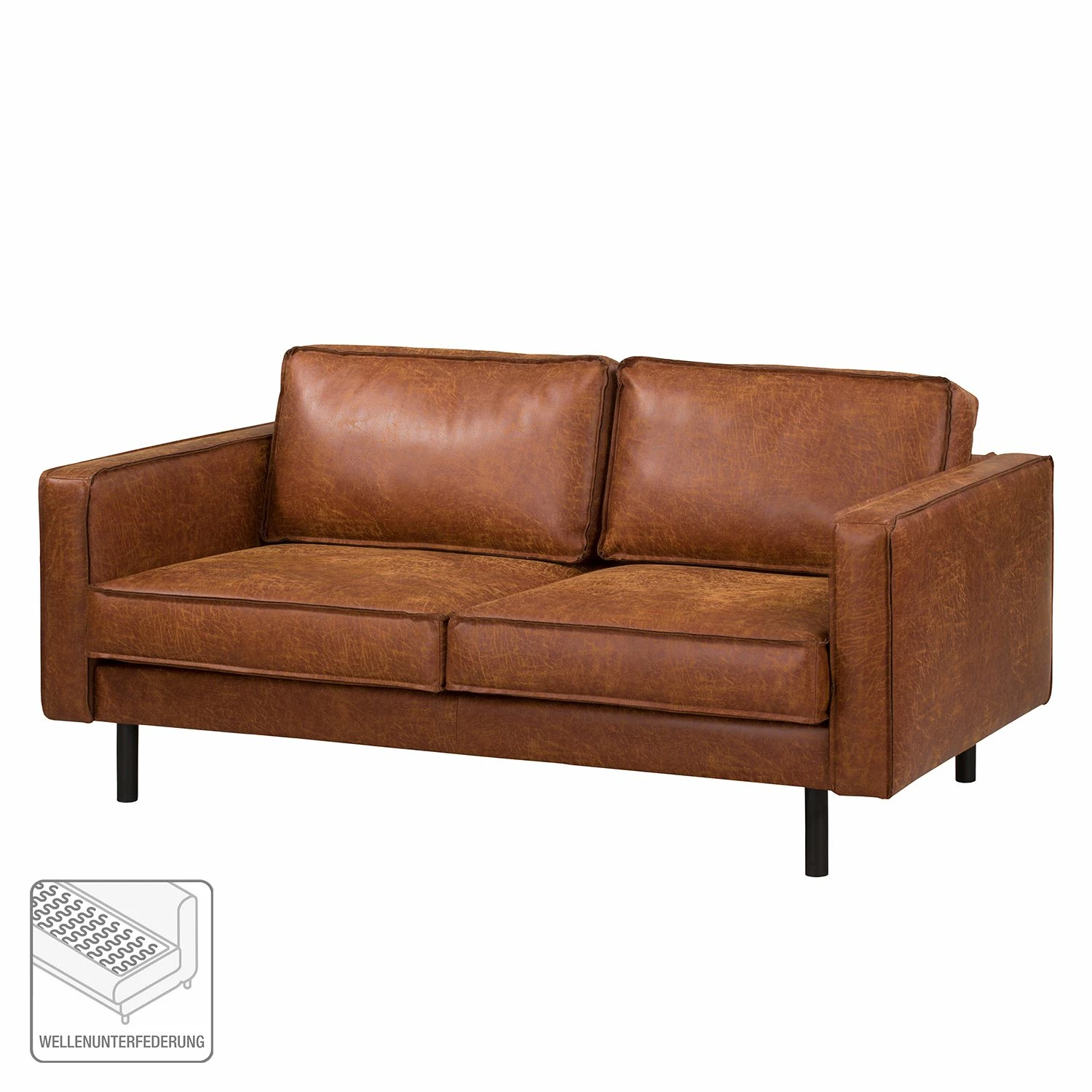 Ars manufacti 2-Sitzer Sofa FORT DODGE - Antiklederlook - Microfaser Yaka: Cognac 2 Ars manufacti 2-Sitzer Sofa FORT DODGE - Antiklederlook - Microfaser Yaka: Cognac – Bild 2