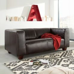 Maison Belfort Sofa Nespolo (2-Sitzer) - Kunstleder Dunkelbraun -WOHNZIMMERMÖBEL Verkäufe sofa nespolo 2 sitzer bycast echtleder dunkelbraun 3320509