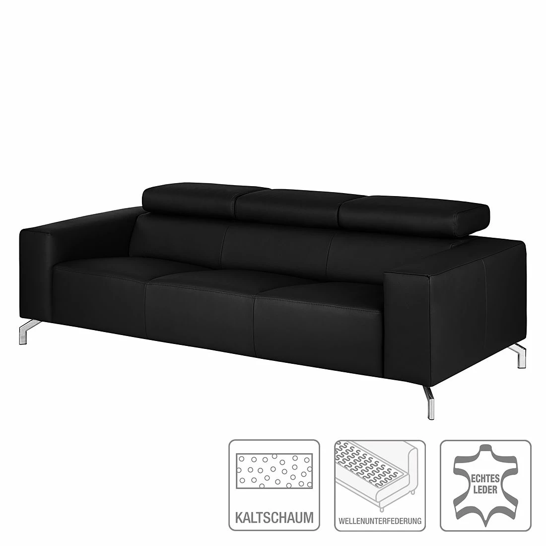 Loftscape Sofa Varberg (3-Sitzer) Echtleder - Schwarz 2 Loftscape Sofa Varberg (3-Sitzer) Echtleder - Schwarz – Bild 2