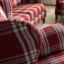 Max Winzer Ohrensessel Verita - Strukturstoff - Rot kariert -WOHNZIMMERMÖBEL Verkäufe sofa verita 2 5 sitzer strukturstoff rot kariert 5005260 1