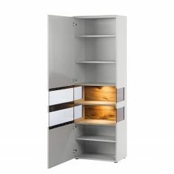 GWINNER Standvitrine Anzio - Matt Weiß / Astnussbaum - Türanschlag links - Mit Beleuchtung -WOHNZIMMERMÖBEL Verkäufe standvitrine anzio mit beleuchtung weiss astnussbaum tueranschlag links 4525368