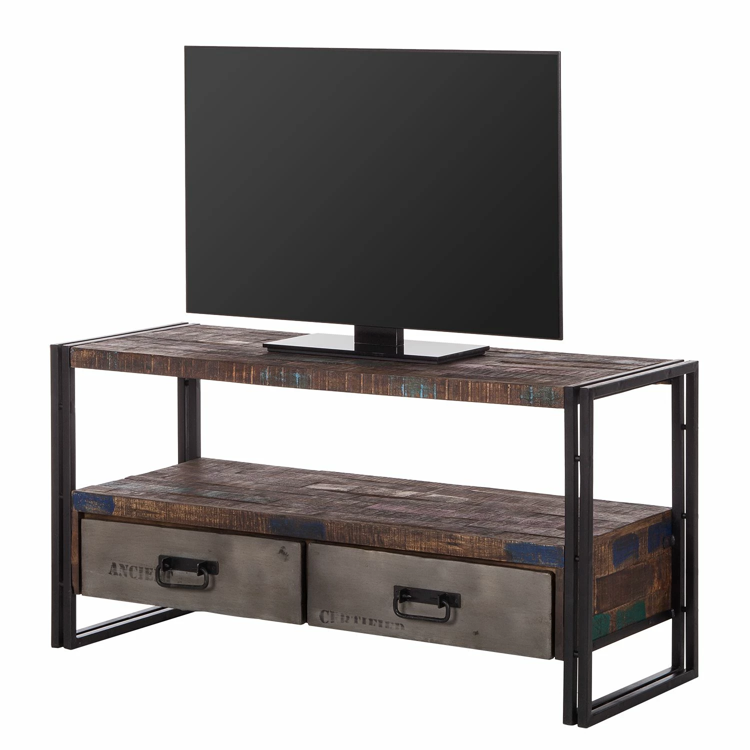 Red Living TV-Lowboard Factory II - Mango massiv / Metall - Vintage Braun 1 Red Living TV-Lowboard Factory II - Mango massiv / Metall - Vintage Braun