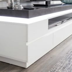 Fredriks TV-Lowboard Namona II - Inkl. Beleuchtung - Beton Dekor / Weiß -WOHNZIMMERMÖBEL Verkäufe tv lowboard namona ii inkl beleuchtung weiss anthrazit weiss anthrazit 4033548