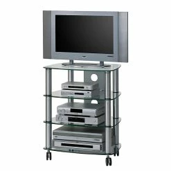 Maja Möbel TV-Rack Glenview II - Aluminium/Klarglas