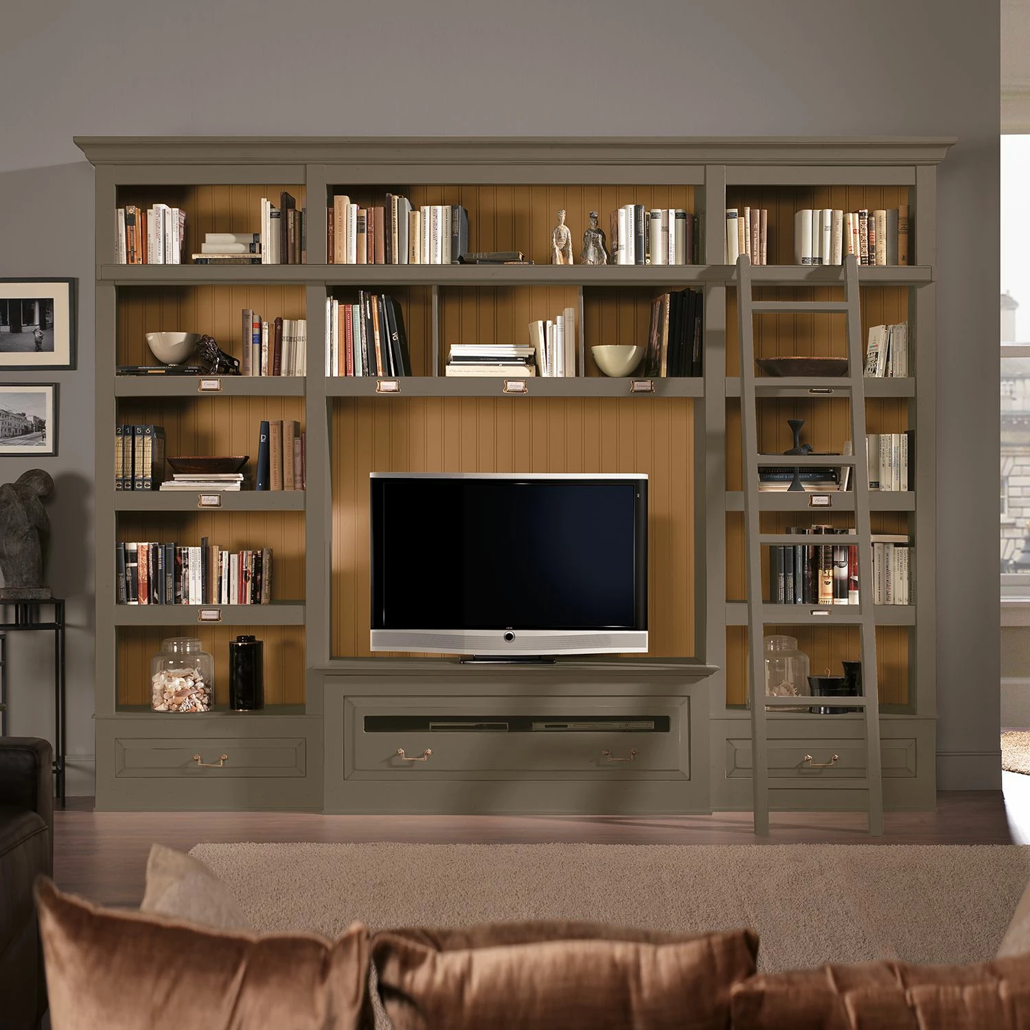 Maison Belfort TV-Wand Azjana I - Granit / Pinie Honig - Mit Leiter 1 Maison Belfort TV-Wand Azjana I - Granit / Pinie Honig - Mit Leiter