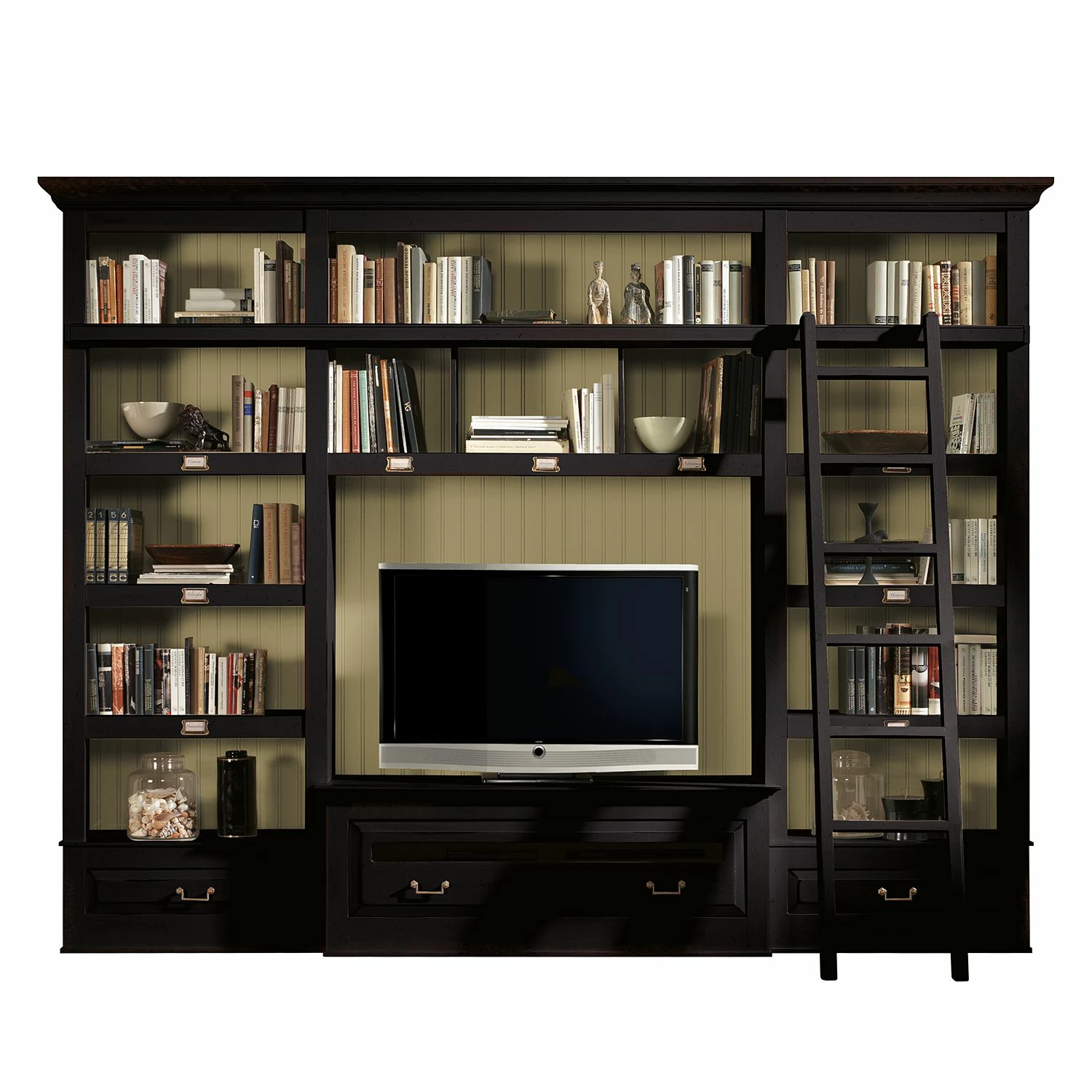 Maison Belfort TV-Wand Azjana I - Schwarz / Pinie Creme - Mit Leiter 2 Maison Belfort TV-Wand Azjana I - Schwarz / Pinie Creme - Mit Leiter – Bild 2