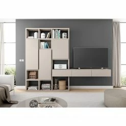 Loftscape TV-Wand Emporior IV - Matt Hellbeige - Breite: 294 cm