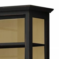 Maison Belfort Vitrinenschrank Azjana - Schwarz / Pinie Creme -WOHNZIMMERMÖBEL Verkäufe vitrinenschrank azjana pinie teilmassiv schwarz pinie creme 3393045