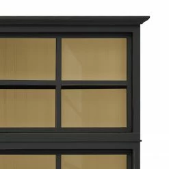 Maison Belfort Vitrinenschrank Azjana - Schwarz / Pinie Creme -WOHNZIMMERMÖBEL Verkäufe vitrinenschrank azjana pinie teilmassiv schwarz pinie creme 3393057
