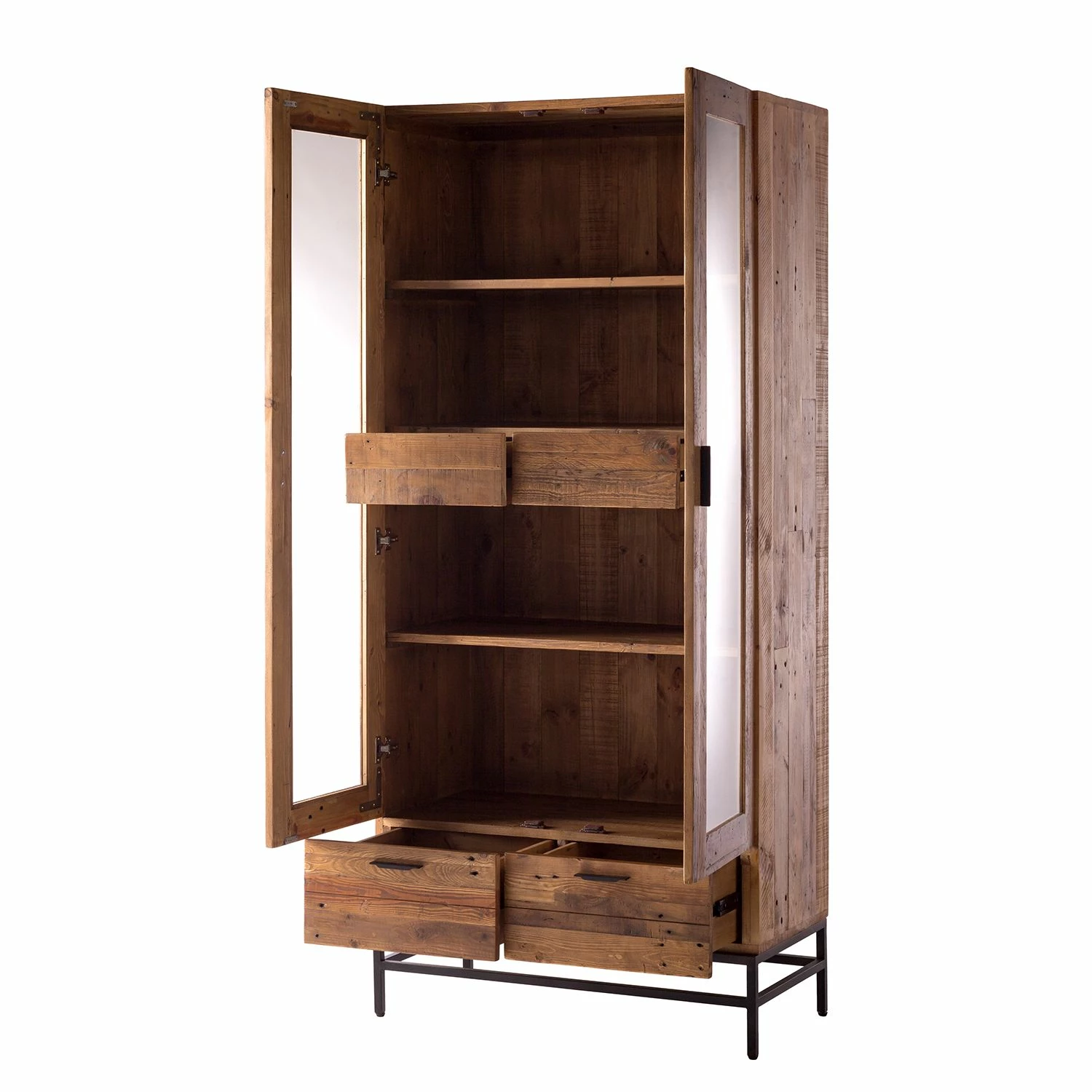 Ars manufacti Vitrinenschrank Grasby - Altholz Pinie / Metall - Pinie Dunkel / Schwarz 3 Ars manufacti Vitrinenschrank Grasby - Altholz Pinie / Metall - Pinie Dunkel / Schwarz – Bild 3