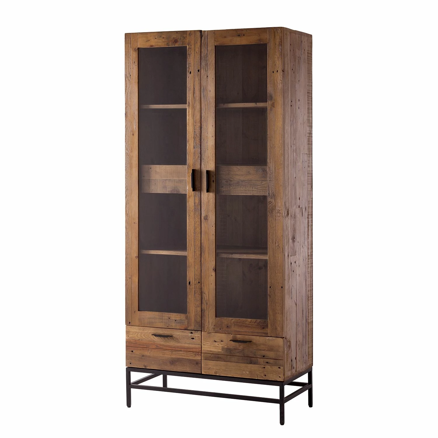 Ars manufacti Vitrinenschrank Grasby - Altholz Pinie / Metall - Pinie Dunkel / Schwarz 1 Ars manufacti Vitrinenschrank Grasby - Altholz Pinie / Metall - Pinie Dunkel / Schwarz