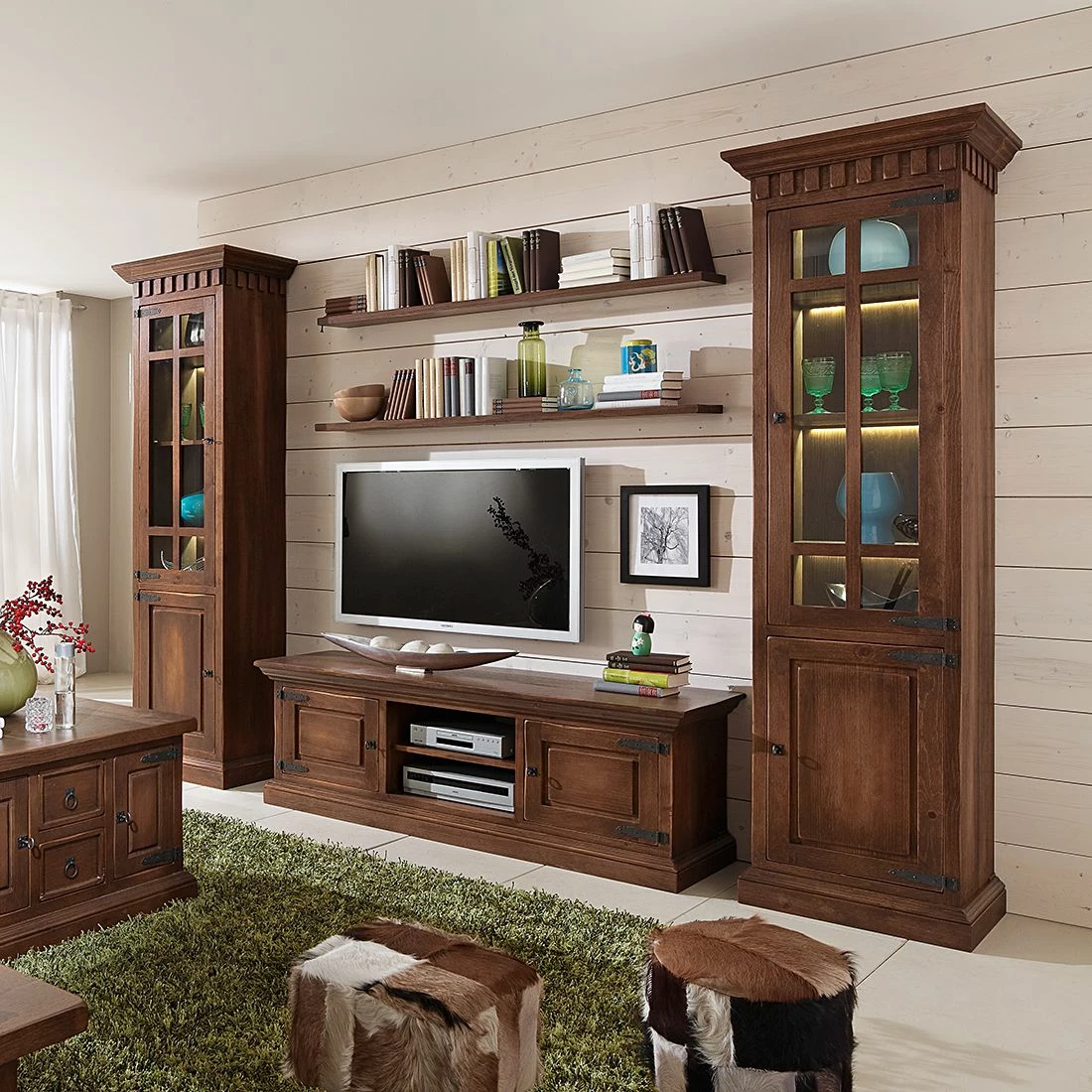 Ridgevalley Vitrinenschrank Vicuna I - Pinie massiv - Braun - ohne Beleuchtung 2 Ridgevalley Vitrinenschrank Vicuna I - Pinie massiv - Braun - ohne Beleuchtung – Bild 2