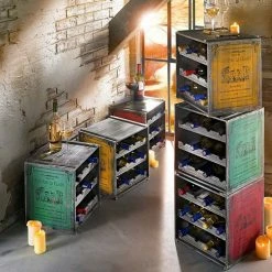 PureDay Weinregal Claire - Tannenholz - Gelb -WOHNZIMMERMÖBEL Verkäufe weinregal claire tannenholz gelb 3440185