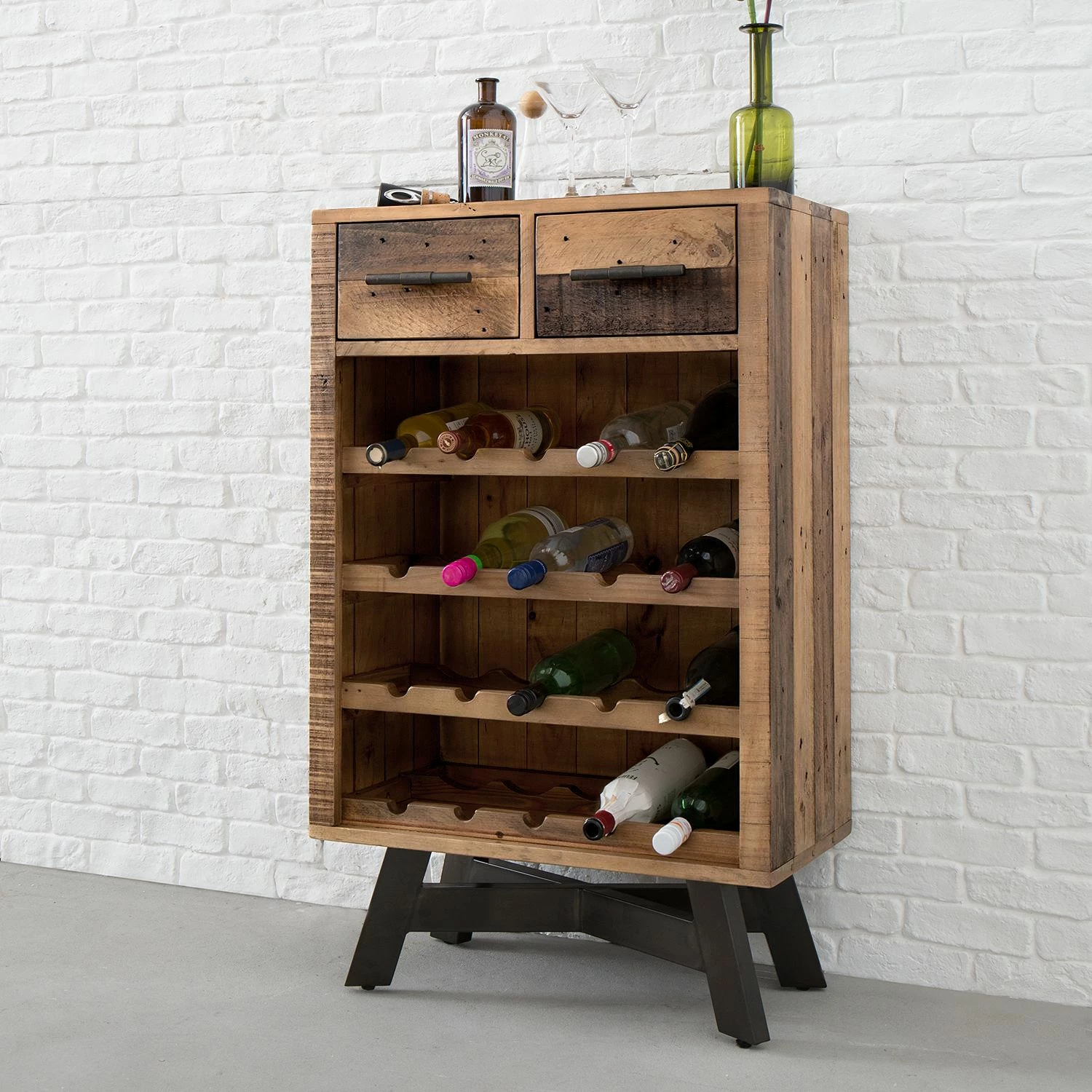 Ars manufacti Weinregal Tamati - Altholz Pinie / Metall - Pinie Dunkel / Schwarz 2 Ars manufacti Weinregal Tamati - Altholz Pinie / Metall - Pinie Dunkel / Schwarz – Bild 2