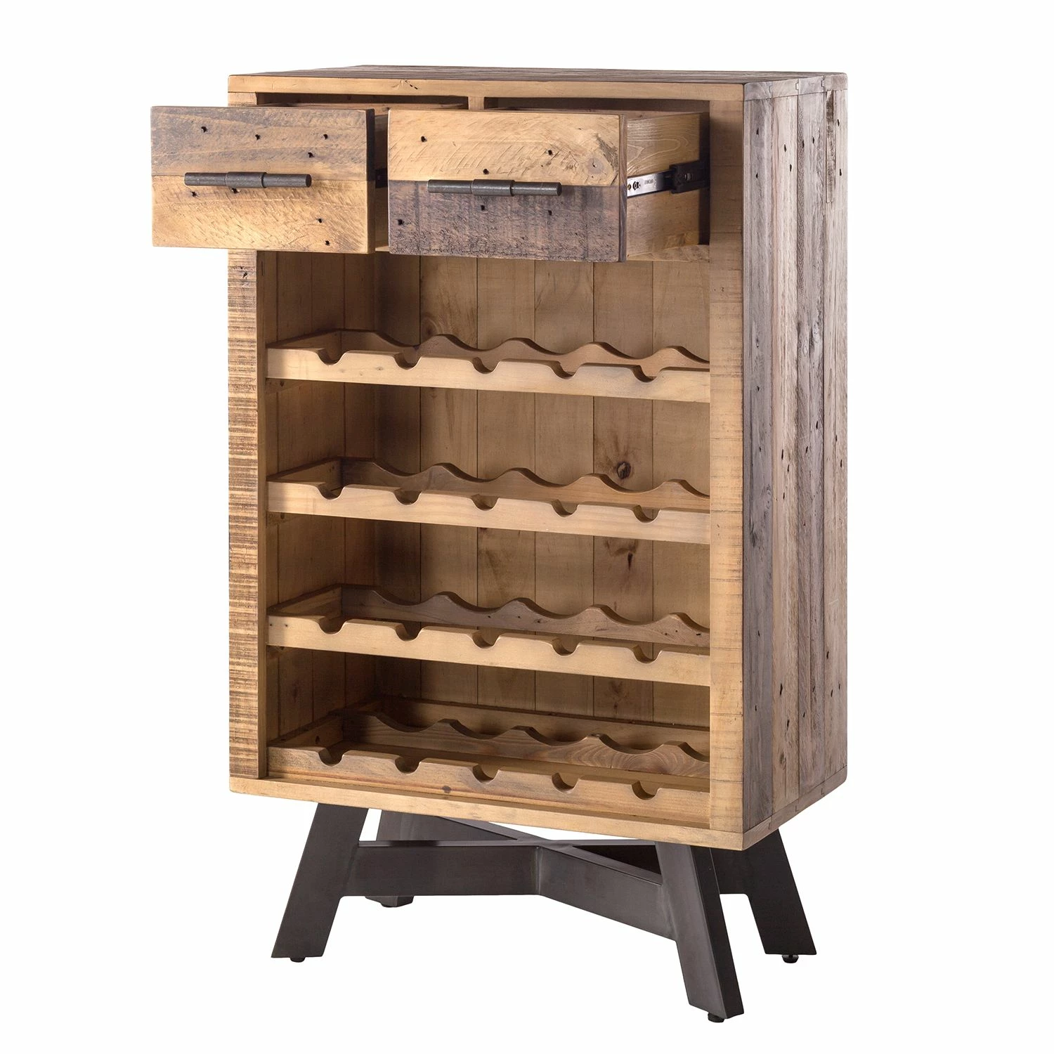 Ars manufacti Weinregal Tamati - Altholz Pinie / Metall - Pinie Dunkel / Schwarz 4 Ars manufacti Weinregal Tamati - Altholz Pinie / Metall - Pinie Dunkel / Schwarz – Bild 4