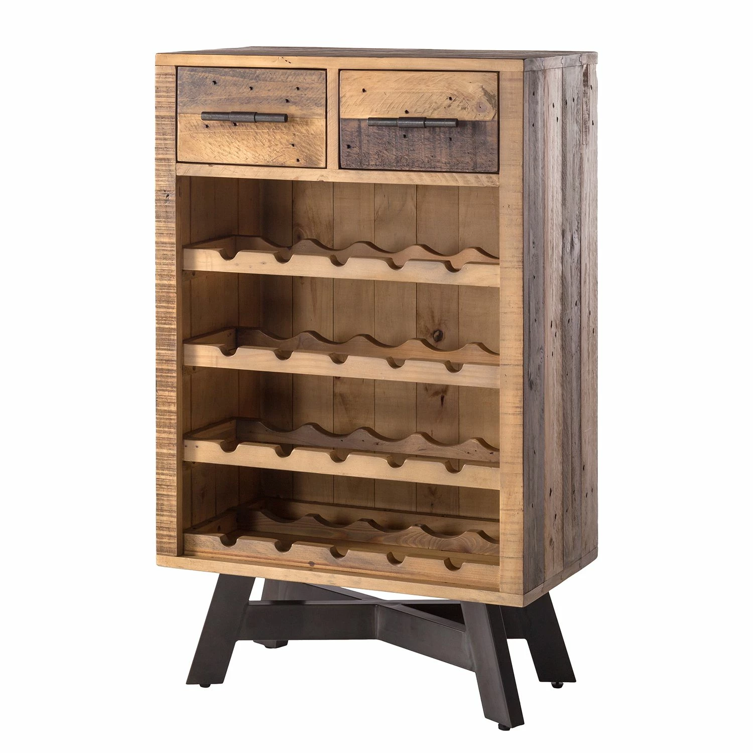 Ars manufacti Weinregal Tamati - Altholz Pinie / Metall - Pinie Dunkel / Schwarz 1 Ars manufacti Weinregal Tamati - Altholz Pinie / Metall - Pinie Dunkel / Schwarz