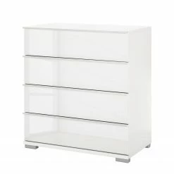 Wiemann Schubkastenkommode Chicago II - Alpinweiß / Glas Weiß