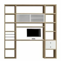 Loftscape Wohnkombination Emporior II - Weiß / Eiche Dekor