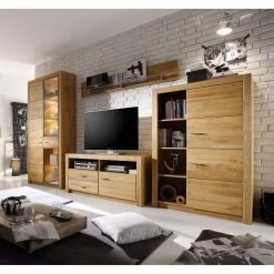 Naturoo Wohnwand Floriano III (4-teilig) - Asteiche / Asteiche Dekor