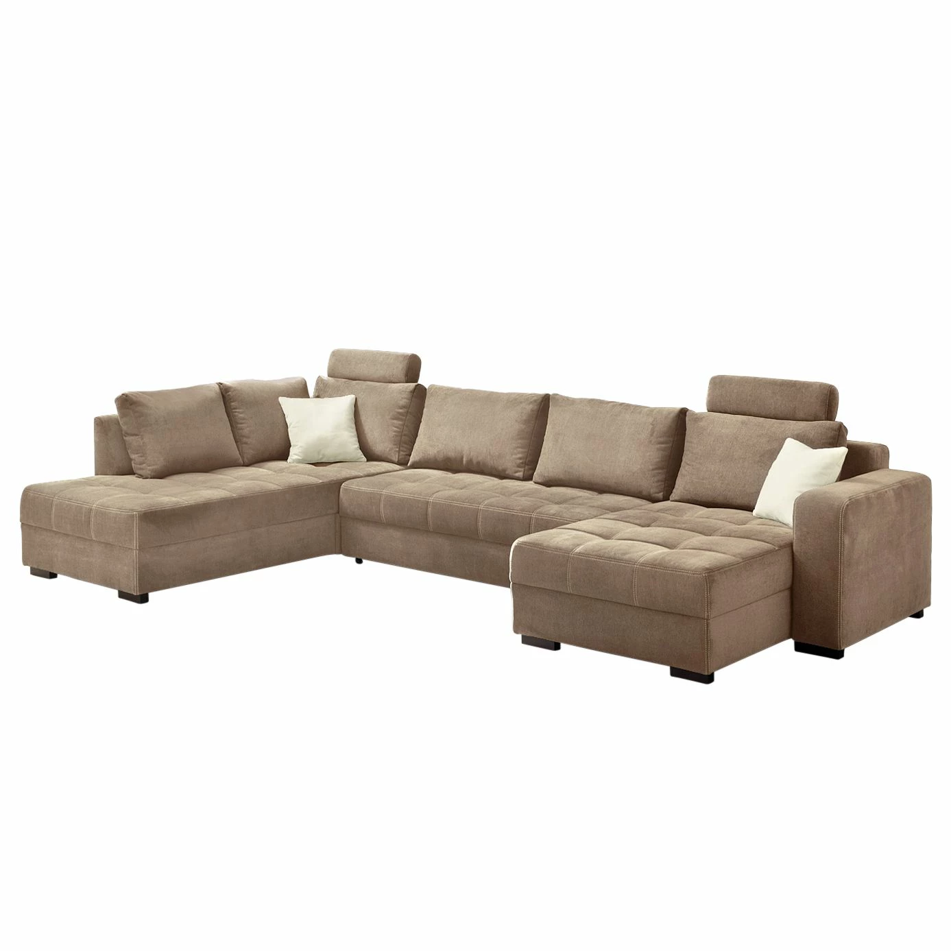 Home Design Wohnlandschaft Antego - (mit Schlaffunktion) Velours Ottomane/Longchair beidseitig montierbar - Hellbraun 3 Home Design Wohnlandschaft Antego - (mit Schlaffunktion) Velours Ottomane/Longchair beidseitig montierbar - Hellbraun – Bild 3