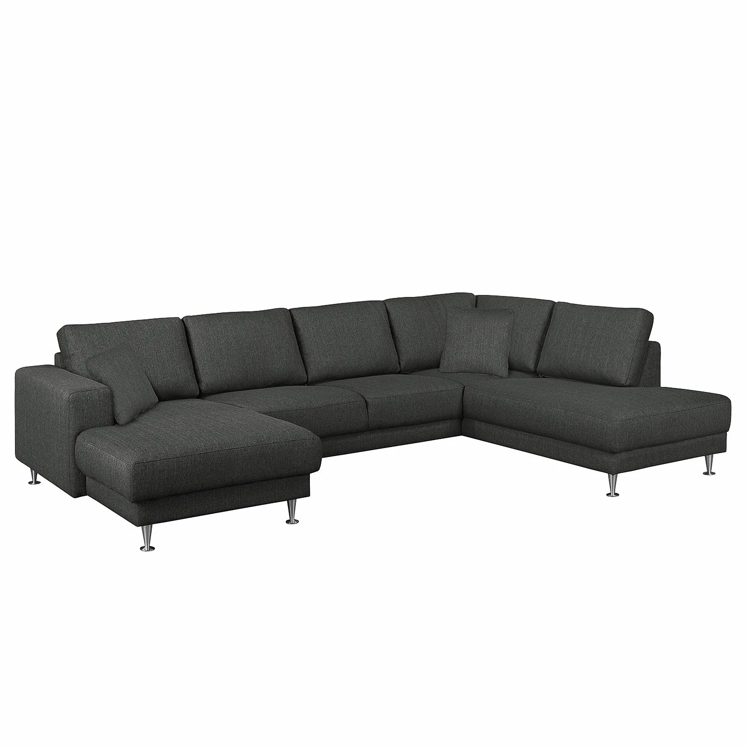 Fredriks Wohnlandschaft Arietta II Strukturstoff - Anthrazit - Longchair davorstehend links / Ottomane rechts 1 Fredriks Wohnlandschaft Arietta II Strukturstoff - Anthrazit - Longchair davorstehend links / Ottomane rechts