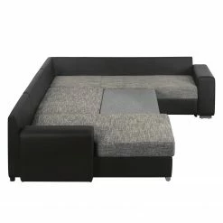 Roomscape Wohnlandschaft Berrings - (mit Schlaffunktion) - Kunstleder / Strukturstoff Schwarz / Grau - Longchair davorstehend links -WOHNZIMMERMÖBEL Verkäufe wohnlandschaft berrings mit schlaffunktion kunstleder strukturstoff schwarz grau longchair davorstehend links 3633525