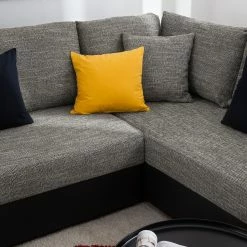 Roomscape Wohnlandschaft Berrings - (mit Schlaffunktion) - Kunstleder / Strukturstoff Schwarz / Grau - Longchair davorstehend links -WOHNZIMMERMÖBEL Verkäufe wohnlandschaft berrings mit schlaffunktion kunstleder strukturstoff schwarz grau longchair davorstehend links 4993820