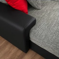 Roomscape Wohnlandschaft Berrings - (mit Schlaffunktion) - Kunstleder / Strukturstoff Schwarz / Grau - Longchair davorstehend links -WOHNZIMMERMÖBEL Verkäufe wohnlandschaft berrings mit schlaffunktion kunstleder strukturstoff schwarz grau longchair davorstehend links 4993836