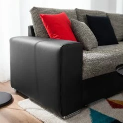 Roomscape Wohnlandschaft Berrings - (mit Schlaffunktion) - Kunstleder / Strukturstoff Schwarz / Grau - Longchair davorstehend links -WOHNZIMMERMÖBEL Verkäufe wohnlandschaft berrings mit schlaffunktion kunstleder strukturstoff schwarz grau longchair davorstehend rechts 4993784