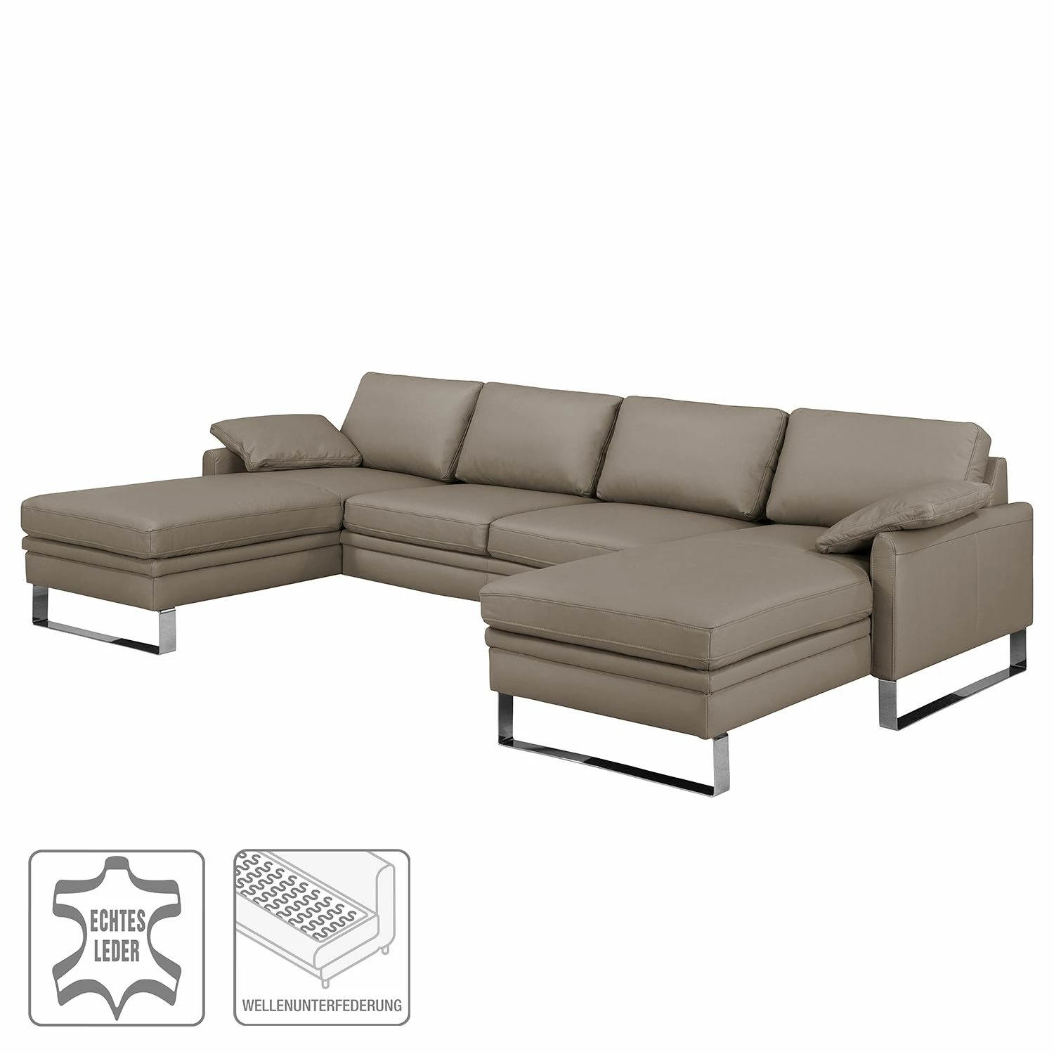 Fredriks Wohnlandschaft Laureto II Echtleder - Schlamm 2 Fredriks Wohnlandschaft Laureto II Echtleder - Schlamm – Bild 2