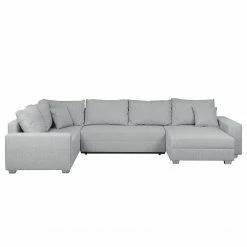 Roomscape Wohnlandschaft Loorana - (mit Schlaffunktion) - beidseitig montierbar - Strukturstoff - Lichtgrau -WOHNZIMMERMÖBEL Verkäufe wohnlandschaft loorana mit schlaffunktion strukturstoff ottomane longchair beidseitig montierbar hellgrau 4096624