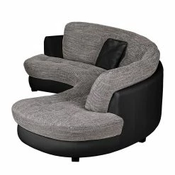 Roomscape Ecksofa Sabea Kunstleder / Strukturstoff - Schwarz / Hellgrau -WOHNZIMMERMÖBEL Verkäufe wohnlandschaft sabea kunstleder schwarz strukturstoff hellgrau 1755674