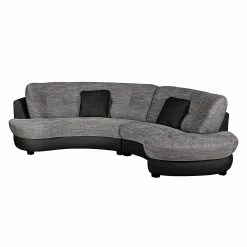 Roomscape Ecksofa Sabea Kunstleder / Strukturstoff - Schwarz / Hellgrau