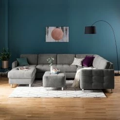 Fredriks Wohnlandschaft Tanete - Strukturstoff - Grau - Longchair davorstehend links / Ottomane rechts - Schlaffunktion -WOHNZIMMERMÖBEL Verkäufe wohnlandschaft tanete strukturstoff longchair davorstehend links ottomane rechts mit schlaffunktion grau 4997280