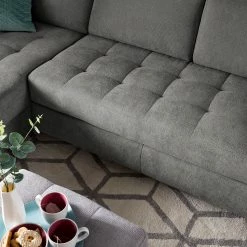 Fredriks Wohnlandschaft Tanete - Strukturstoff - Grau - Longchair davorstehend links / Ottomane rechts - Schlaffunktion -WOHNZIMMERMÖBEL Verkäufe wohnlandschaft tanete strukturstoff longchair davorstehend links ottomane rechts mit schlaffunktion grau 4997288