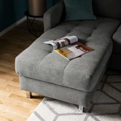 Fredriks Wohnlandschaft Tanete - Strukturstoff - Grau - Longchair davorstehend links / Ottomane rechts - Schlaffunktion -WOHNZIMMERMÖBEL Verkäufe wohnlandschaft tanete strukturstoff longchair davorstehend links ottomane rechts mit schlaffunktion grau 4997292