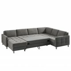 Fredriks Wohnlandschaft Tanete - Strukturstoff - Grau - Longchair davorstehend links / Ottomane rechts - Schlaffunktion -WOHNZIMMERMÖBEL Verkäufe wohnlandschaft tanete strukturstoff longchair davorstehend links ottomane rechts mit schlaffunktion grau 5145244