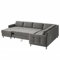 Fredriks Wohnlandschaft Tanete - Strukturstoff - Grau - Longchair davorstehend links / Ottomane rechts - Schlaffunktion -WOHNZIMMERMÖBEL Verkäufe wohnlandschaft tanete strukturstoff longchair davorstehend links ottomane rechts mit schlaffunktion grau 5145268