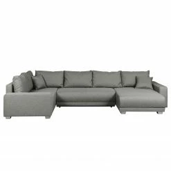 Fredriks Wohnlandschaft Togari - (mit Schlaffunktion) - Flachgewebe - Webstoff Sogol: Dunkelgrau - Longchair davorstehend rechts / Ottomane links -WOHNZIMMERMÖBEL Verkäufe wohnlandschaft togari mit schlaffunktion flachgewebe longchair beidseitig montierbar lehm 4099696