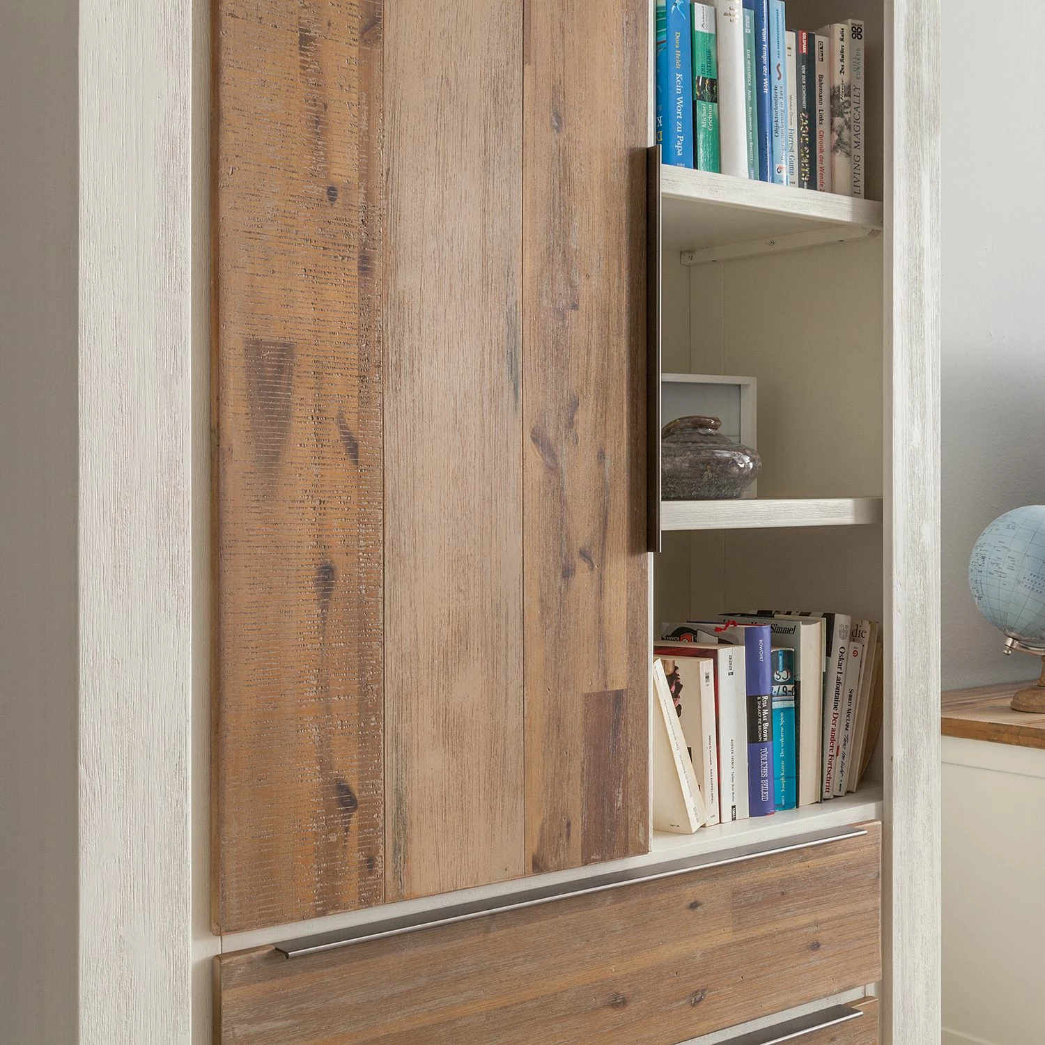 Maison Belfort Wohnwand Doral (3-teilig) - Akazie teilmassiv - Weiß / Akazie 6 Maison Belfort Wohnwand Doral (3-teilig) - Akazie teilmassiv - Weiß / Akazie – Bild 6