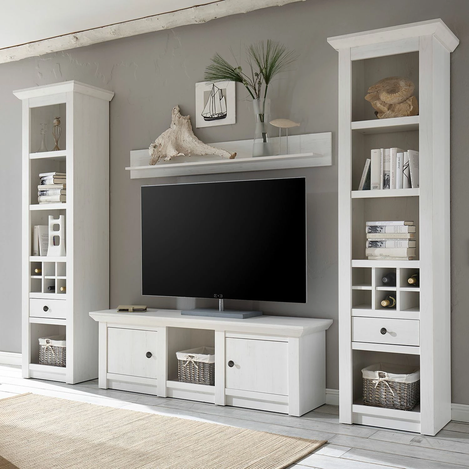 Maison Belfort Wohnwand Geestland I (4-teilig) - Pinie Weiß Dekor 1 Maison Belfort Wohnwand Geestland I (4-teilig) - Pinie Weiß Dekor