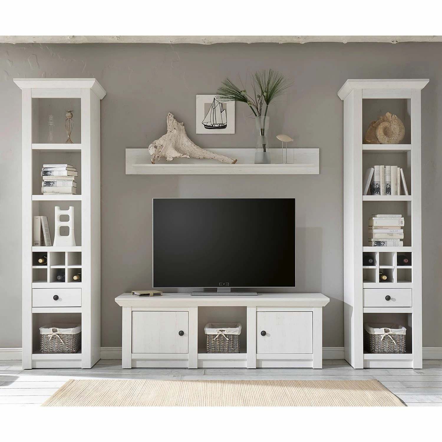 Maison Belfort Wohnwand Geestland I (4-teilig) - Pinie Weiß Dekor 2 Maison Belfort Wohnwand Geestland I (4-teilig) - Pinie Weiß Dekor – Bild 2