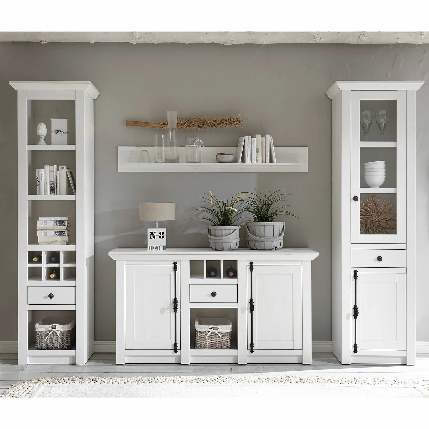 Maison Belfort Wohnwand Geestland II (4-teilig) - Pinie Weiß Dekor 1 Maison Belfort Wohnwand Geestland II (4-teilig) - Pinie Weiß Dekor