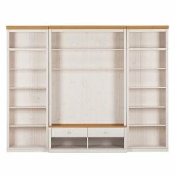 Maison Belfort Wohnwand Lillehammer I (3-teilig) - Kiefer massiv - Kiefer Weiß / Kiefer Honig -WOHNZIMMERMÖBEL Verkäufe wohnwand lillehammer i 3 teilig kiefer massiv weiss kiefer 1305274