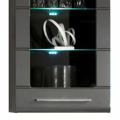 Loftscape Wohnwand Tadeus I (4-teilig) - Inkl. Beleuchtung - Hochglanz Grau / Grau -WOHNZIMMERMÖBEL Verkäufe wohnwand tadeus i 4 teilig inkl beleuchtung hochglanz grau grau 977142